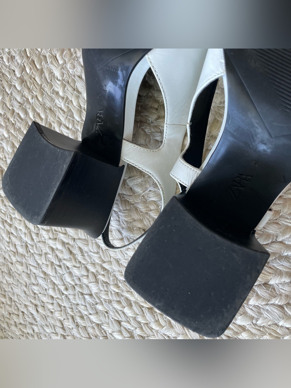 Zara White Slingback Square Toe Heels - Picture 6 of 6